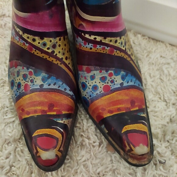 Funky Colorful Cowboy Rain Boots  Size 5 Pointed Toe EU 35 - Picture 16 of 16